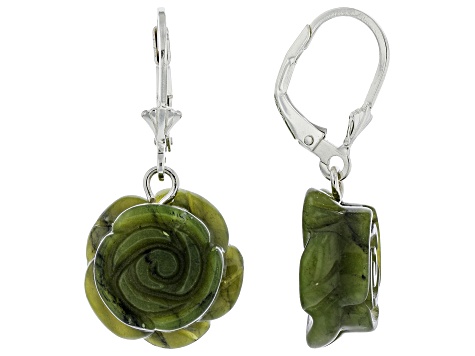 Green Connemara Marble Sterling Silver hand crafted Earrings. 14mm diameter. Leverbacked.