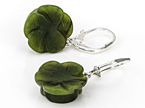 Green Connemara Marble Sterling Silver hand crafted Earrings. 14mm diameter. Leverbacked.