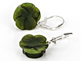 Green Connemara Marble Sterling Silver hand crafted Earrings. 14mm diameter. Leverbacked.