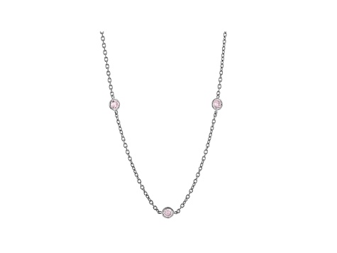 Judith Ripka 0.6ctw Pink Bella Luce Diamond Simulant Rhodium over Sterling Silver 3-Station Necklace