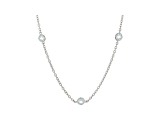 Judith Ripka 0.6ctw Round Blue Topaz Rhodium over Sterling Silver 3-Station Necklace