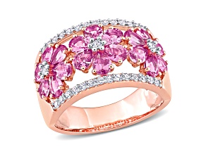 Pink, White Sapphire 14K Rose Gold Ring 3.92ctw