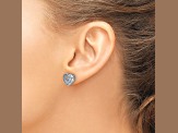 Rhodium Over 14k White Gold Diamond Heart Stud Earrings