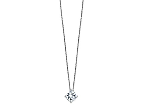 Rhodium Over 14K White Gold 2 ct. 7.50mm Cushion Colorless Moissanite Pendant with Chain