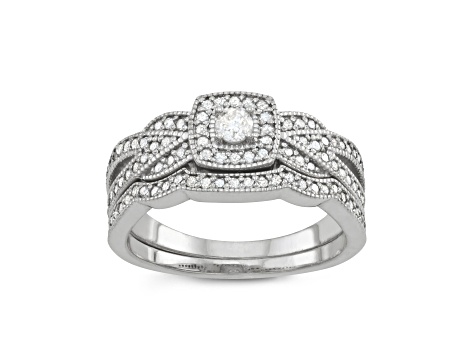 Rhodium wedding hot sale ring sets