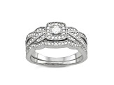 White Diamond Rhodium Over Sterling Silver Milgrain Bridal Ring Set 0.50ctw