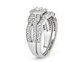 White Diamond Rhodium Over Sterling Silver Milgrain Bridal Ring Set 0.50ctw