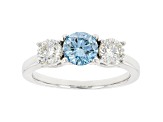 Blue And White Lab-Grown Diamond 14k White Gold 3-Stone Ring 1.50ctw