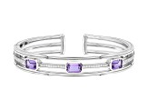 Judith Ripka 3.30ctw Amethyst & 1.40ctw Bella Luce® Rhodium Over Sterling Silver Open Cuff Bracelet