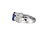 Blue And White Cubic Zirconia Platinum Over Silver Ring 4.29ctw