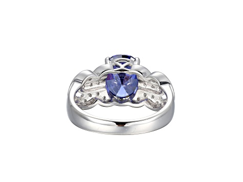 Blue And White Cubic Zirconia Platinum Over Silver Ring 4.29ctw ...