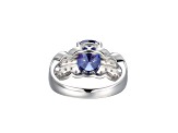 Blue And White Cubic Zirconia Platinum Over Silver Ring 4.29ctw