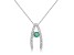 Round Emerald and White Sapphire Sterling Silver Pendant With Chain