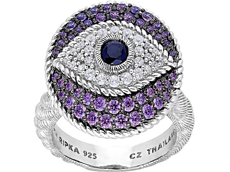 Judith Ripka 2.08ctw Multi-Color Bella Luce Rhodium Over Sterling Silver Ring