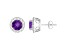 7mm Round Amethyst And White Topaz Accent Rhodium Over Sterling Silver Halo Stud Earrings