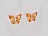 2.20ctw Pear Shaped Citrine and Cubic Zirconia 14K Rose Gold Over Sterling Silver Butterfly Earrings