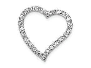 Rhodium Over 14k White Gold Diamond Curved Heart Chain Slide Pendant
