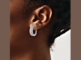Rhodium Over 14K White Gold Lab Grown Diamond SI1/SI2, G H I, Hinged Hoop Earrings