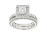 White Lab-Grown Diamond 14kt White Gold Bridal Ring Set 3.00ctw