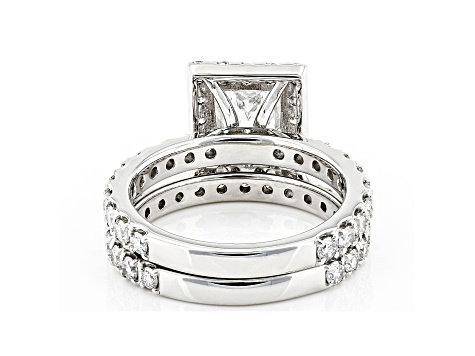 White Lab-Grown Diamond 14kt White Gold Bridal Ring Set 3.00ctw