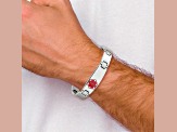 Stainless Steel Polished and Brushed Red Enamel 8.25-inch Medical ID Bracelet