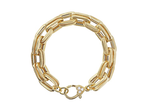 Judith Ripka 14K Yellow Gold Clad Rectangle Link Bracelet