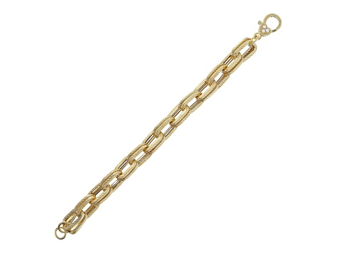 Judith Ripka 14K Yellow Gold Clad Rectangle Link Bracelet