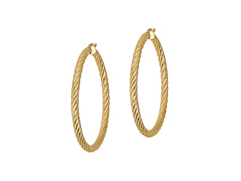 Judith Ripka 1-1/4" Round Twisted Hoop Earrings, 14K Yellow Gold Clad