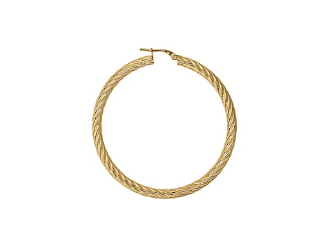 Judith Ripka 1-1/4" Round Twisted Hoop Earrings, 14K Yellow Gold Clad