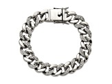 White Cubic Zirconia Stainless Steel Men's Bracelet