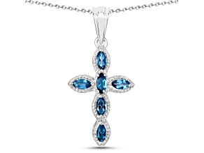London Blue Topaz Sterling Silver Cross Necklace