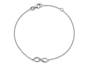 Rhodium Over Sterling Silver with Cubic Zirconia Infinity with 1 Inch Extension Bracelet