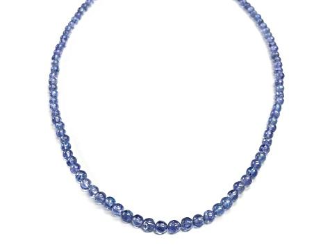 Tanzanite Beaded Sterling Silver Necklace 50.00ctw