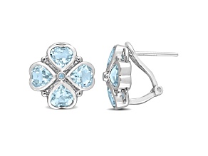 4.40ctw Sky Blue Topaz Floral Earrings in Sterling Silver