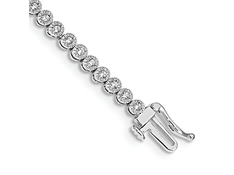 Rhodium Over 10k White Gold Diamond Tennis Bracelet