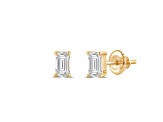 White Cubic Zirconia 14k Yellow Gold Studs With Velvet Gift Box 0.50ctw