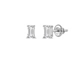 White Cubic Zirconia 14k White Gold Studs With Velvet Gift Box 0.50ctw