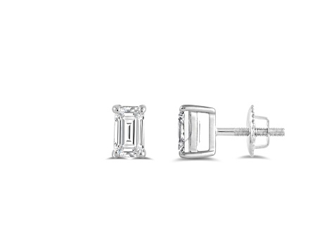 White Cubic Zirconia 14k White Gold Studs With Velvet Gift Box 0.50ctw