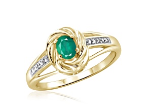 Green Emerald 14K Gold Over Sterling Silver Ring 0.33ctw