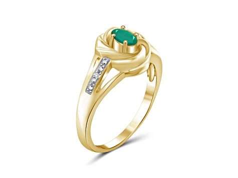 Green Emerald 14K Gold Over Sterling Silver Ring 0.33ctw