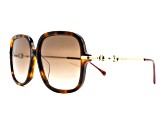 Gucci Gold Tone and Brown Havana Oversize Frame / Brown
