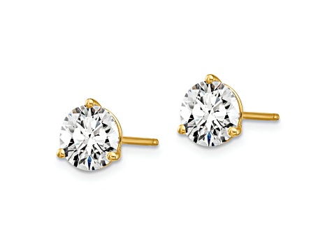 14K Yellow Gold Lab Grown Diamond 1 1/2ct. VS/SI GH+, 3 Prong Stud Earrings