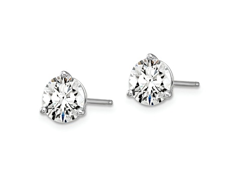 Rhodium Over 14K Gold Lab Grown Diamond 1 1/2ct. VS/SI GH+, 3 Prong Stud Earrings