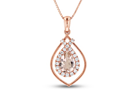 0.75ctw Morganite and Diamond Pendant in 14k Rose Gold