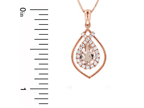 0.75ctw Morganite and Diamond Pendant in 14k Rose Gold