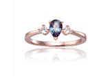 Lab Created Alexandrite with White Sapphire Accents 14K Rose Gold Over Sterling Silver Ring, 0.72ctw