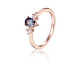 Lab Created Alexandrite with White Sapphire Accents 14K Rose Gold Over Sterling Silver Ring, 0.72ctw