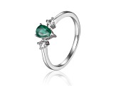 Emerald with White Sapphire Accents Sterling Silver Ring, 0.62ctw