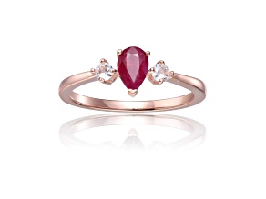 Ruby with White Sapphire Accents 14K Rose Gold Over Sterling Silver Ring, 0.67ctw