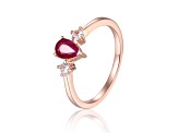 Ruby with White Sapphire Accents 14K Rose Gold Over Sterling Silver Ring, 0.67ctw